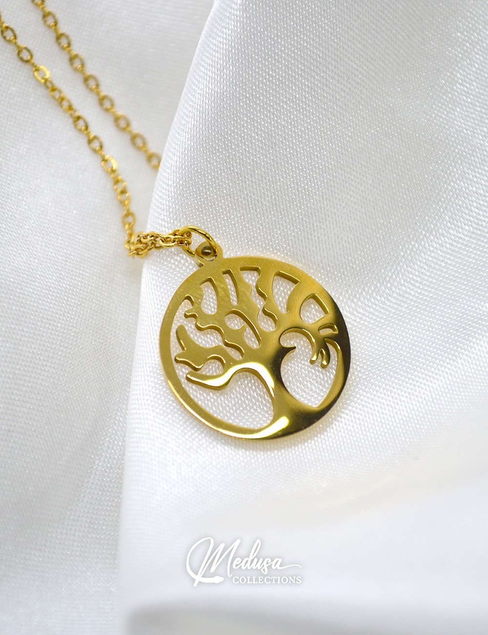 Collier Pendentif Méduse - 61 Cm - Chaîne Rollo Argent - Acier Inoxydable 316L - Neuf